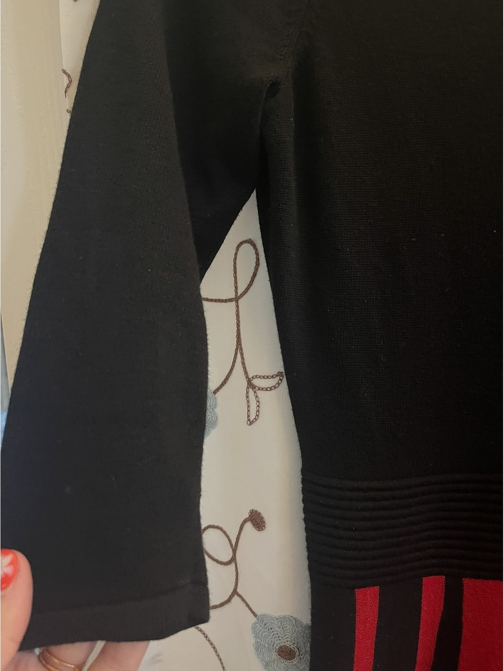 Danny & Nicole | S | Black Red Colorblock Three Quarter Sleeve Dress - Picture 6 of 10